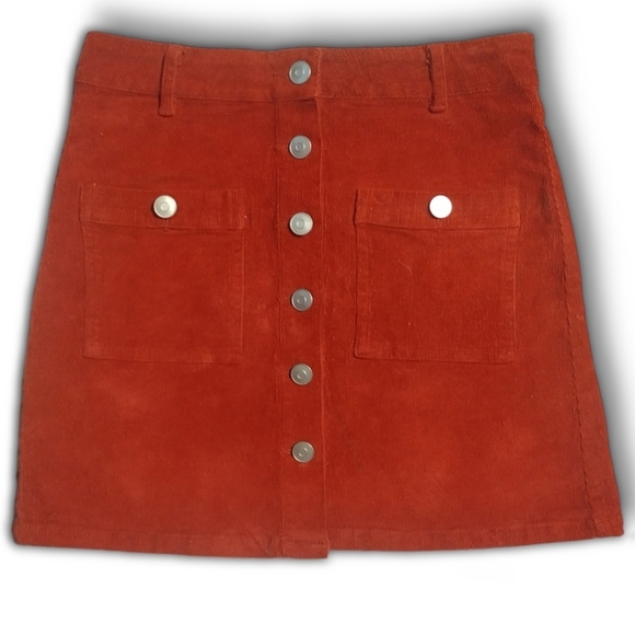 Peach Love California ~ Burgundy Corduroy Mini Skirt - Picture 1 of 13